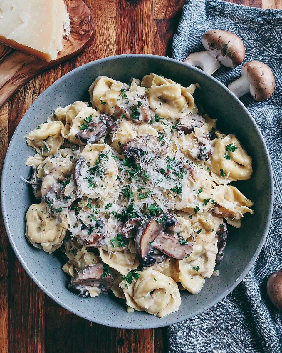 Creamy Mushroom Tortellini Alfredo with cheesy — Bold Flavor