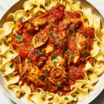 Hungarian Chicken Paprikash Over Egg Noodles recipe