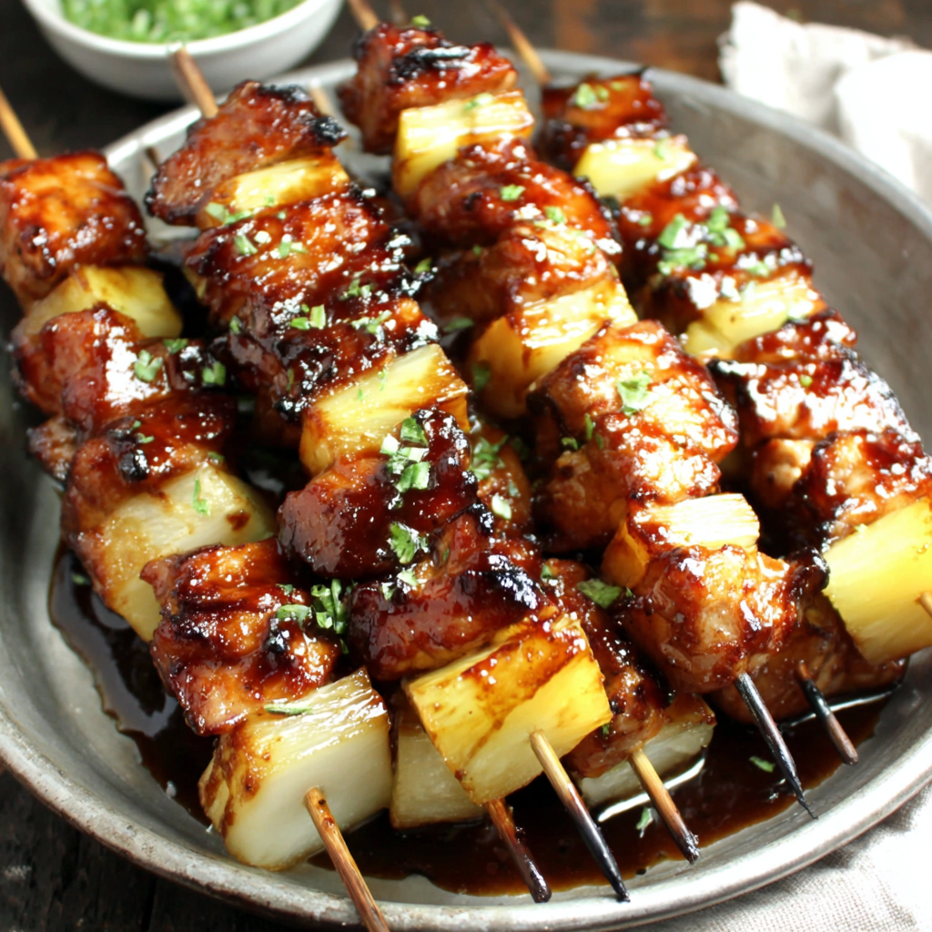BBQ Chicken Bacon Pineapple Kabobs Recipe