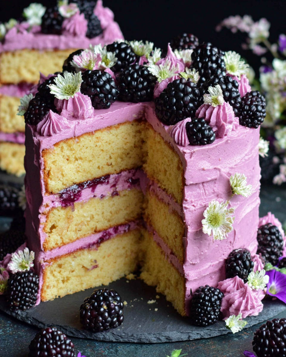 Blackberry Layer Cake with Stunning Purple Frosting