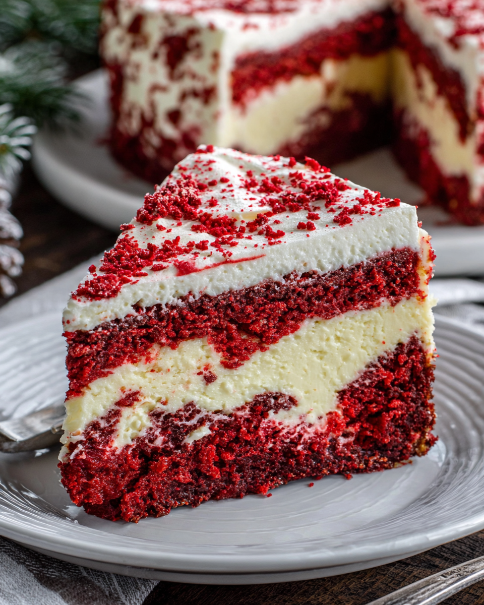 Christmas Red Velvet Cheesecake – A Festive Delight