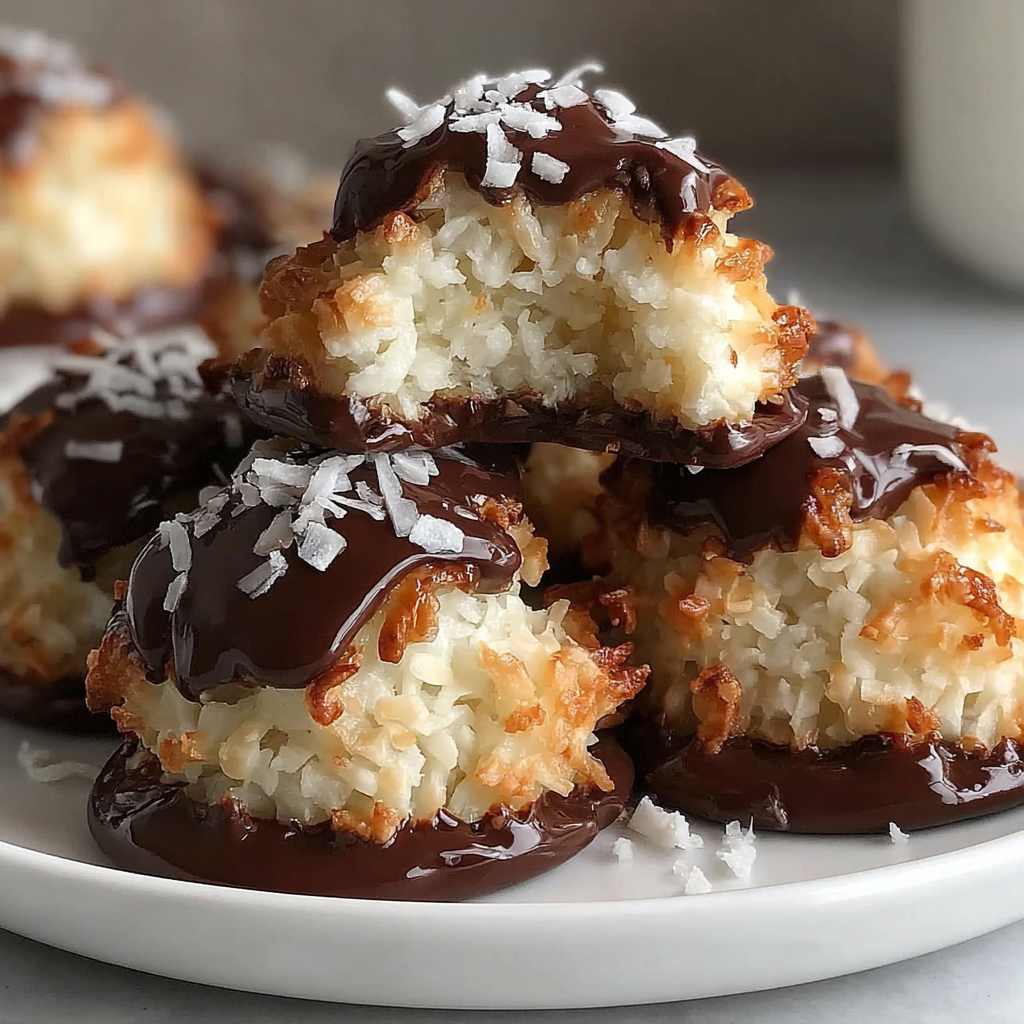 Chocolate Kissed Coconut Macaroons Delight