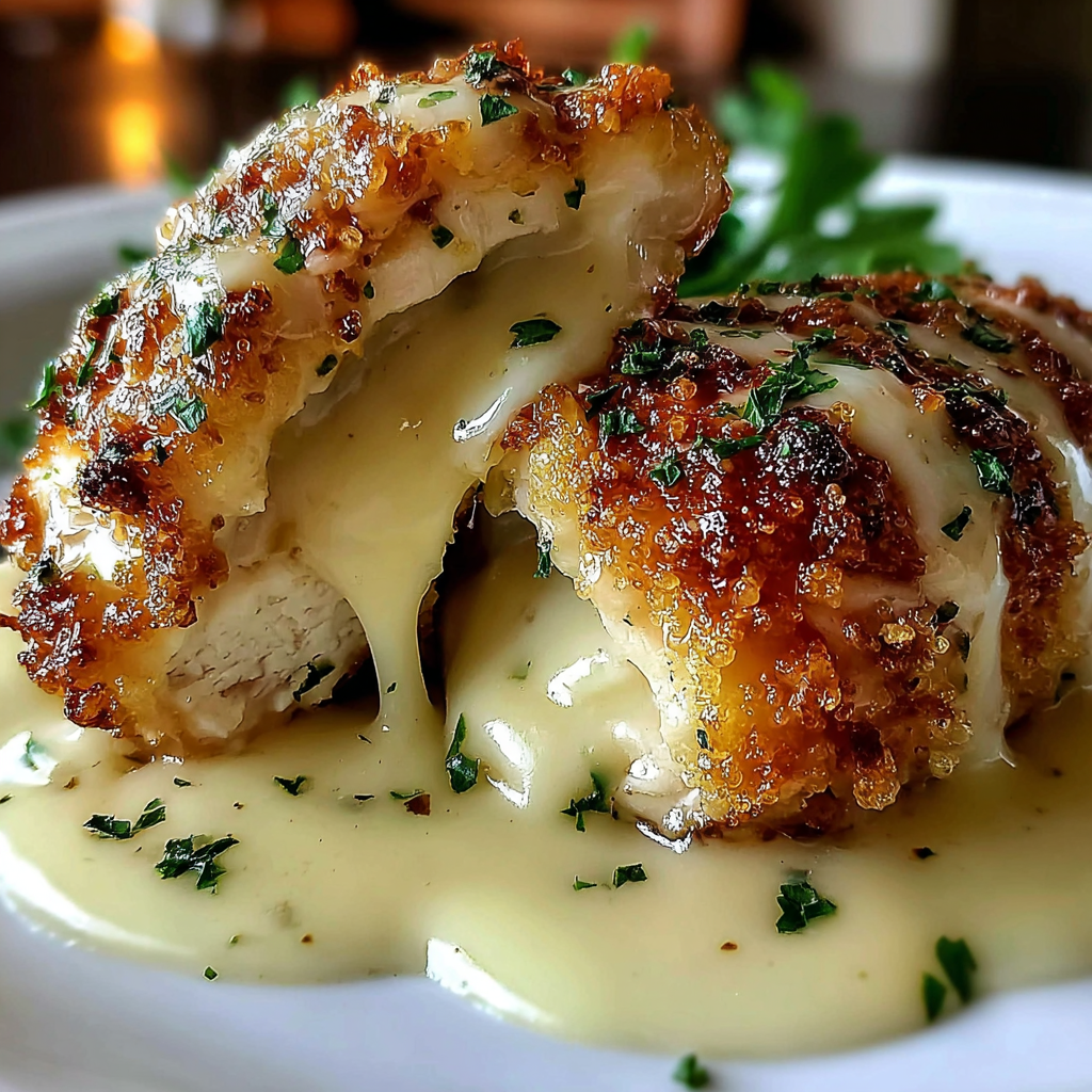 Delectable Chicken Pillows in Garlic Parmesan Sauce